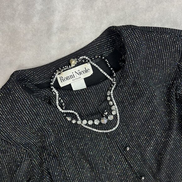 VTG Lot 2 Black & Clear Crystal Glass Bead Necklaces – Elegant Costume Jewelry - Picture 12 of 12